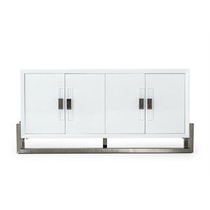 Pemberly Row Modern Buffet with High Gloss Finish and Stainless Steel Legs