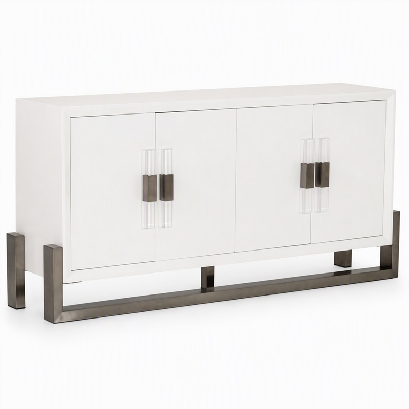 Pemberly Row Modern Buffet with High Gloss Finish and Stainless Steel Legs