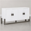 Pemberly Row Modern Buffet with High Gloss Finish and Stainless Steel Legs