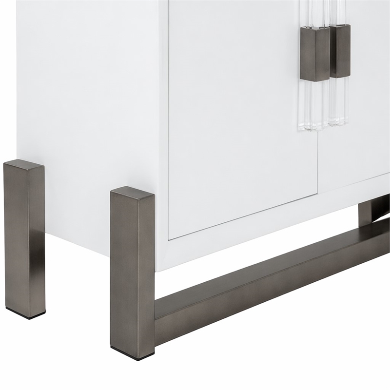 Pemberly Row Modern Buffet with High Gloss Finish and Stainless Steel Legs