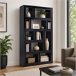 Pemberly Row Contemporary 12-Shelf Ash Black Wood Veneer Bookcase