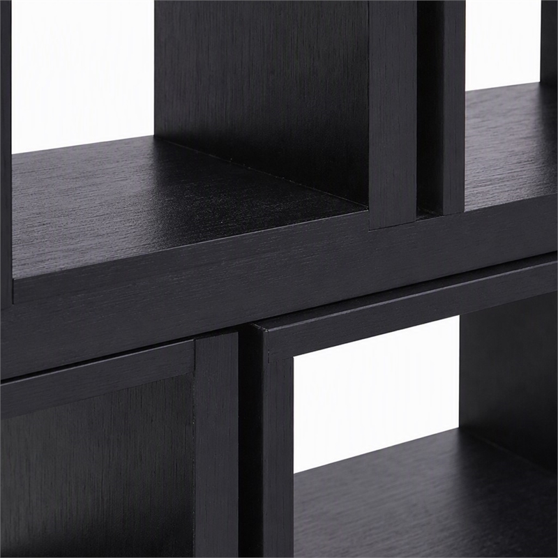 Pemberly Row Contemporary 12-Shelf Ash Black Wood Veneer Bookcase