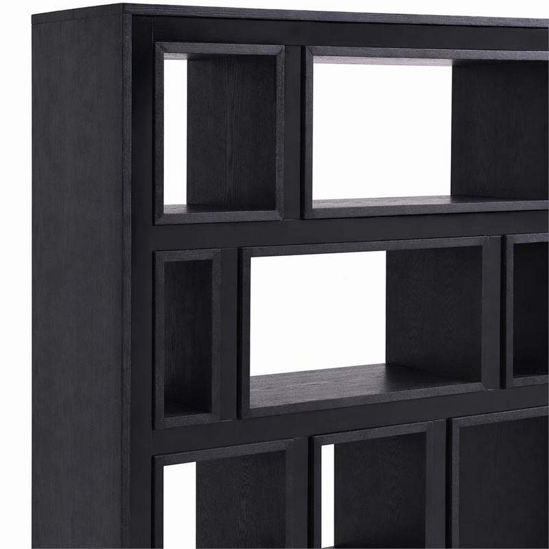 Pemberly Row Contemporary 12-Shelf Ash Black Wood Veneer Bookcase