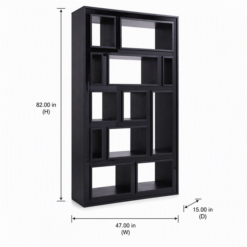 Pemberly Row Contemporary 12-Shelf Ash Black Wood Veneer Bookcase