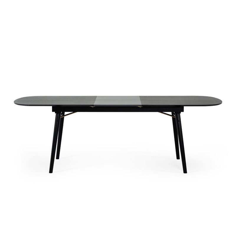 Pemberly Row Addax Solid Wood Extendable Dining Table in Black