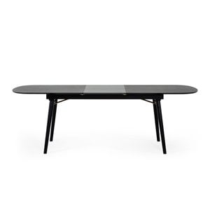 Pemberly Row Addax Solid Wood Extendable Dining Table in Black