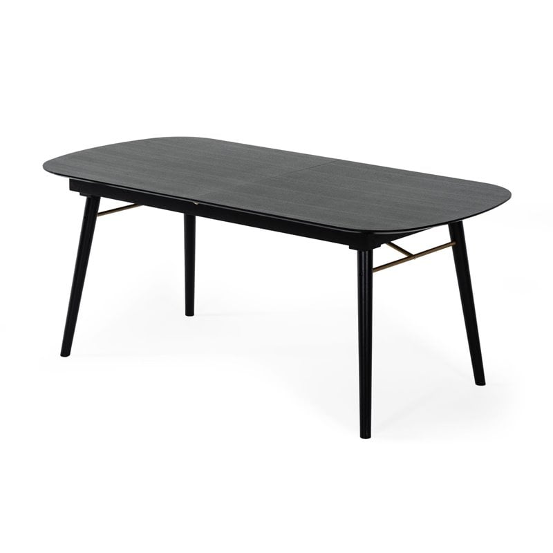 Pemberly Row Addax Solid Wood Extendable Dining Table in Black