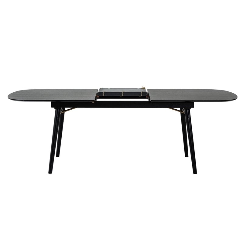 Pemberly Row Addax Solid Wood Extendable Dining Table in Black