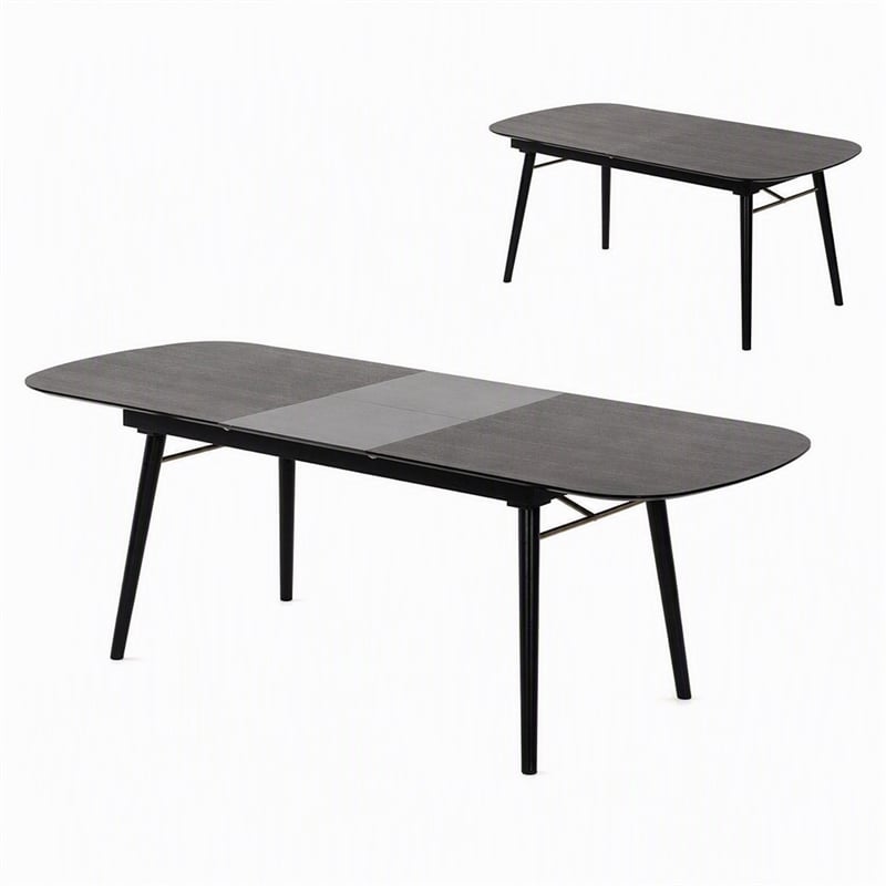 Pemberly Row Addax Solid Wood Extendable Dining Table in Black