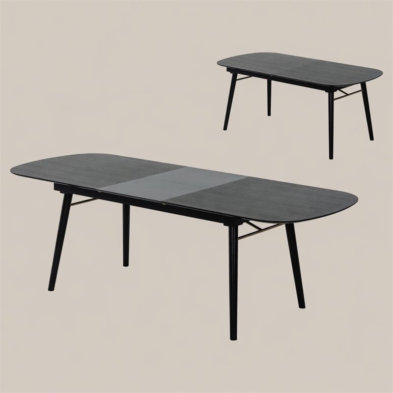 Pemberly Row Addax Solid Wood Extendable Dining Table in Black