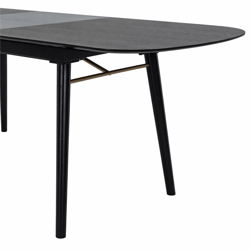 Pemberly Row Addax Solid Wood Extendable Dining Table in Black