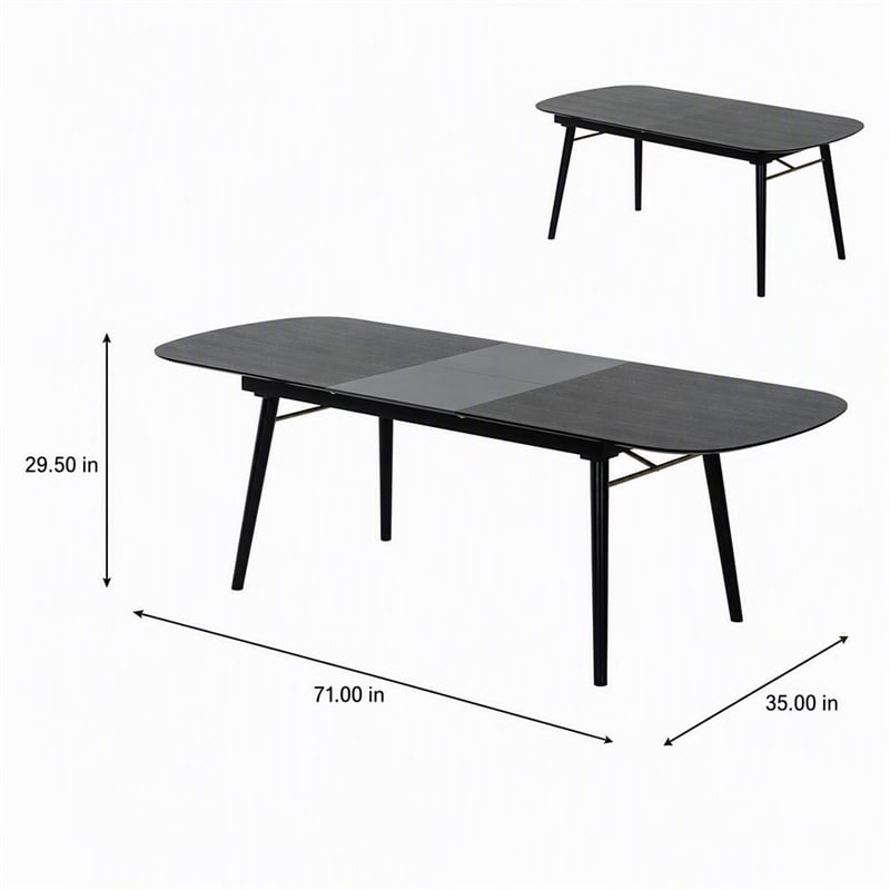 Pemberly Row Addax Solid Wood Extendable Dining Table in Black