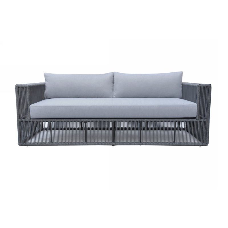 Pemberly Row Modern Aluminum Outdoor Sofa Set in Grey Finish