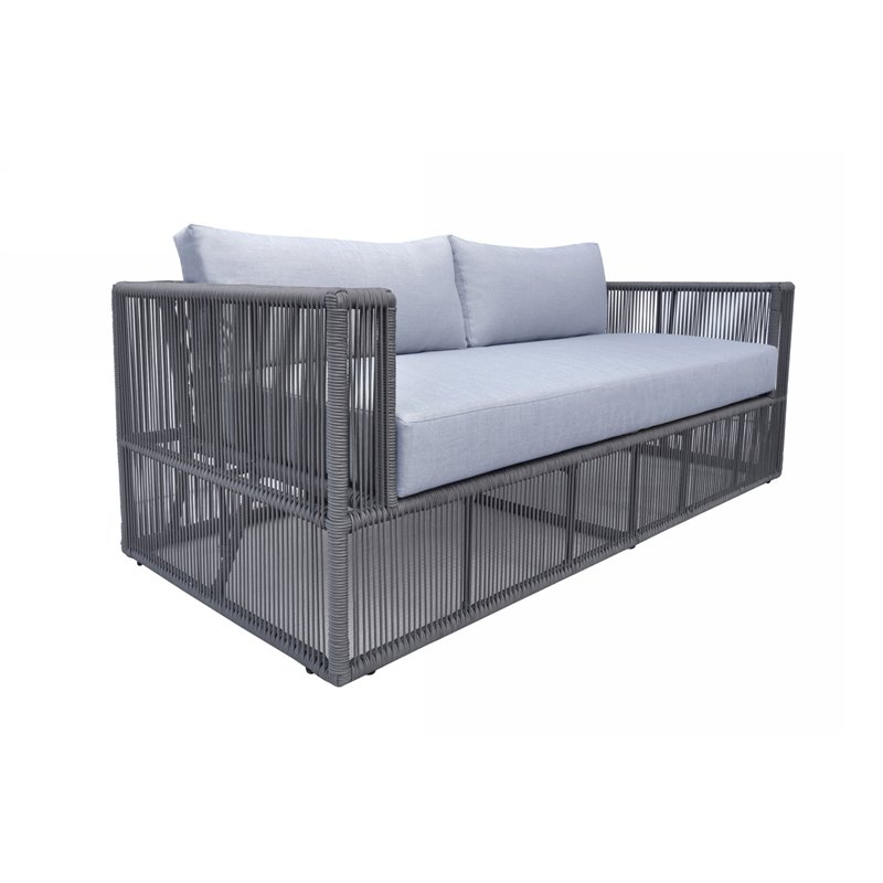 Pemberly Row Modern Aluminum Outdoor Sofa Set in Grey Finish