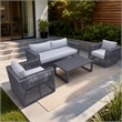 Pemberly Row Modern Aluminum Outdoor Sofa Set in Grey Finish