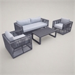 Pemberly Row Modern Aluminum Outdoor Sofa Set in Grey Finish