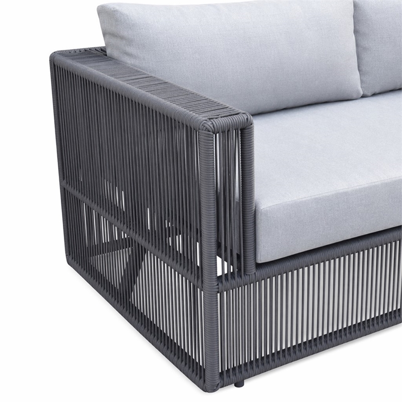 Pemberly Row Modern Aluminum Outdoor Sofa Set in Grey Finish