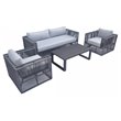 Pemberly Row Modern Aluminum Outdoor Sofa Set in Grey Finish