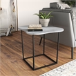 Pemberly Row Square Marble Top Metal End Table in Black/White Finish