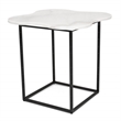 Pemberly Row Square Marble Top Metal End Table in Black/White Finish