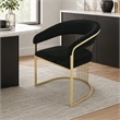 Pemberly Row Upholstered Velvet Dining Chair with Gold Legs in Black