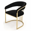 Pemberly Row Upholstered Velvet Dining Chair with Gold Legs in Black