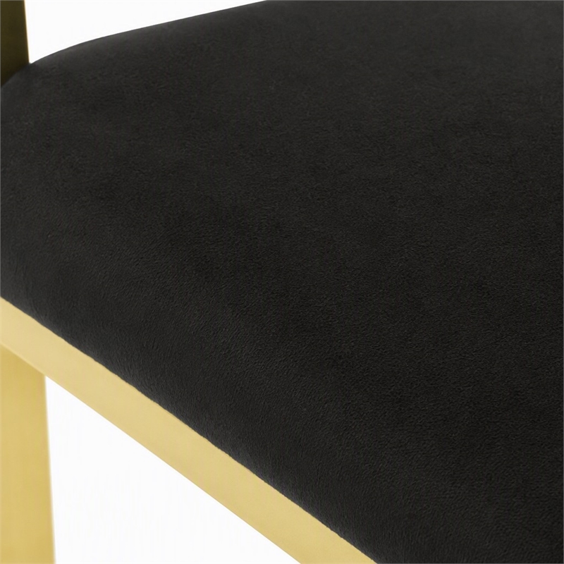 Pemberly Row Upholstered Velvet Dining Chair with Gold Legs in Black