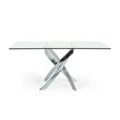 Pemberly Row Rectangular Metal & Glass Dining Table in Silver/Clear