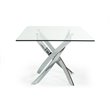 Pemberly Row Rectangular Metal & Glass Dining Table in Silver/Clear