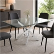 Pemberly Row Rectangular Metal & Glass Dining Table in Silver/Clear