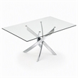 Pemberly Row Rectangular Metal & Glass Dining Table in Silver/Clear