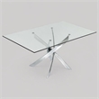 Pemberly Row Rectangular Metal & Glass Dining Table in Silver/Clear