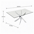 Pemberly Row Rectangular Metal & Glass Dining Table in Silver/Clear