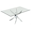 Pemberly Row Rectangular Metal & Glass Dining Table in Silver/Clear