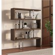 Pemberly Row Modern Wood & Stainless Steel Bookcase in Walnut Finish