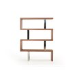 Pemberly Row Modern Wood & Stainless Steel Bookcase in Walnut Finish