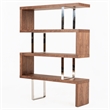 Pemberly Row Modern Wood & Stainless Steel Bookcase in Walnut Finish