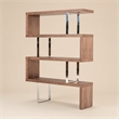 Pemberly Row Modern Wood & Stainless Steel Bookcase in Walnut Finish