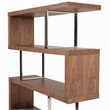 Pemberly Row Modern Wood & Stainless Steel Bookcase in Walnut Finish