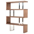 Pemberly Row Modern Wood & Stainless Steel Bookcase in Walnut Finish