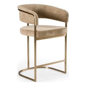 Pemberly Row Modern Brown Fabric and Antique Brass Counter Chair