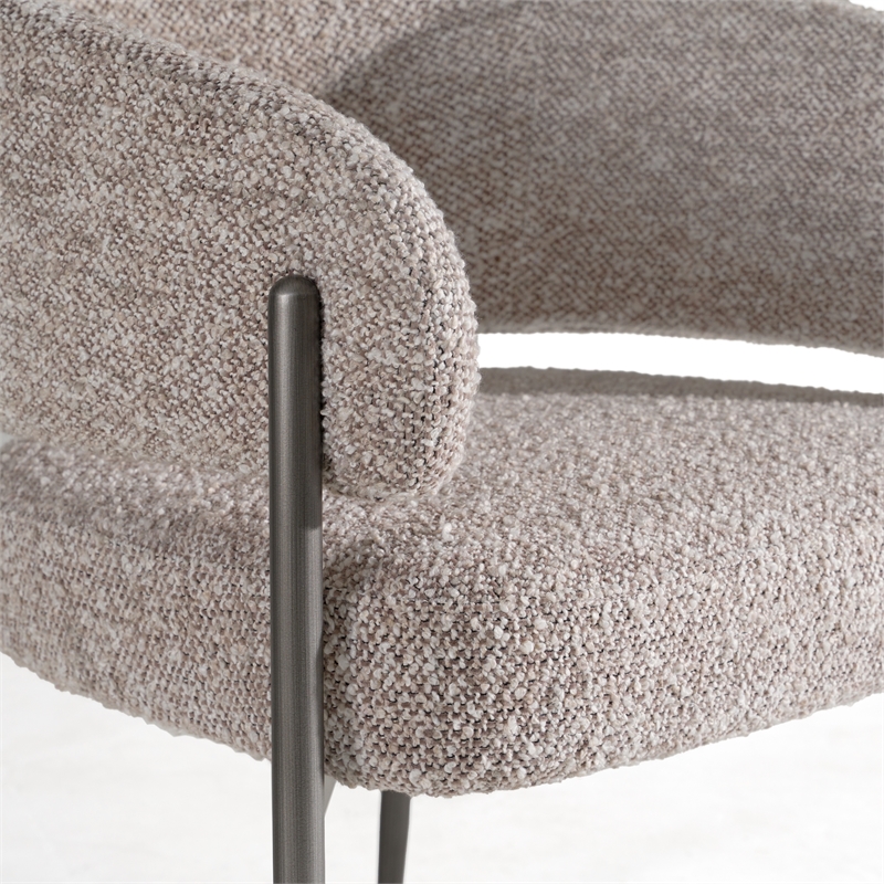 Pemberly Row Modern Gray Fabric with Pewter Finish Dining Chair