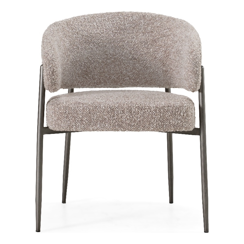 Pemberly Row Modern Gray Fabric with Pewter Finish Dining Chair