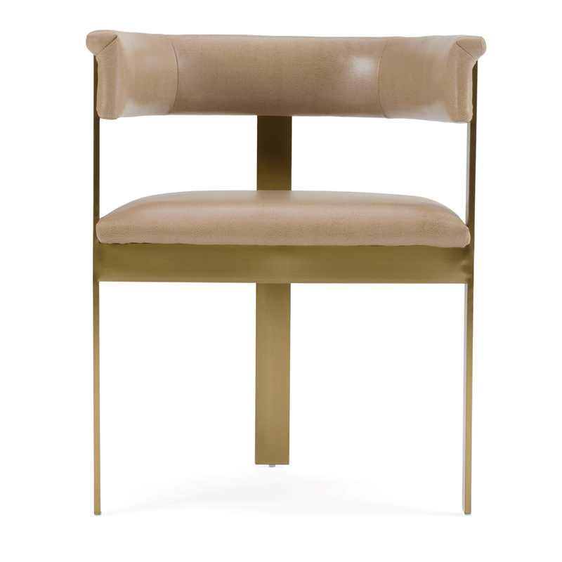 Pemberly Row Modern Brown Faux Leather and Gold Dining Chair