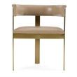 Pemberly Row Modern Brown Faux Leather and Gold Dining Chair