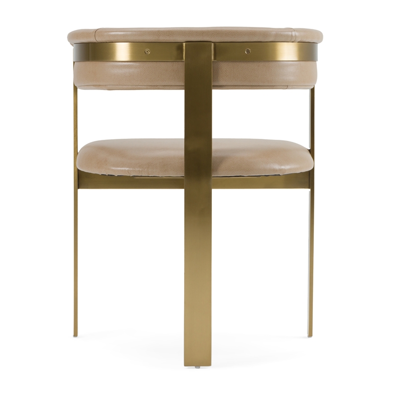 Pemberly Row Modern Brown Faux Leather and Gold Dining Chair