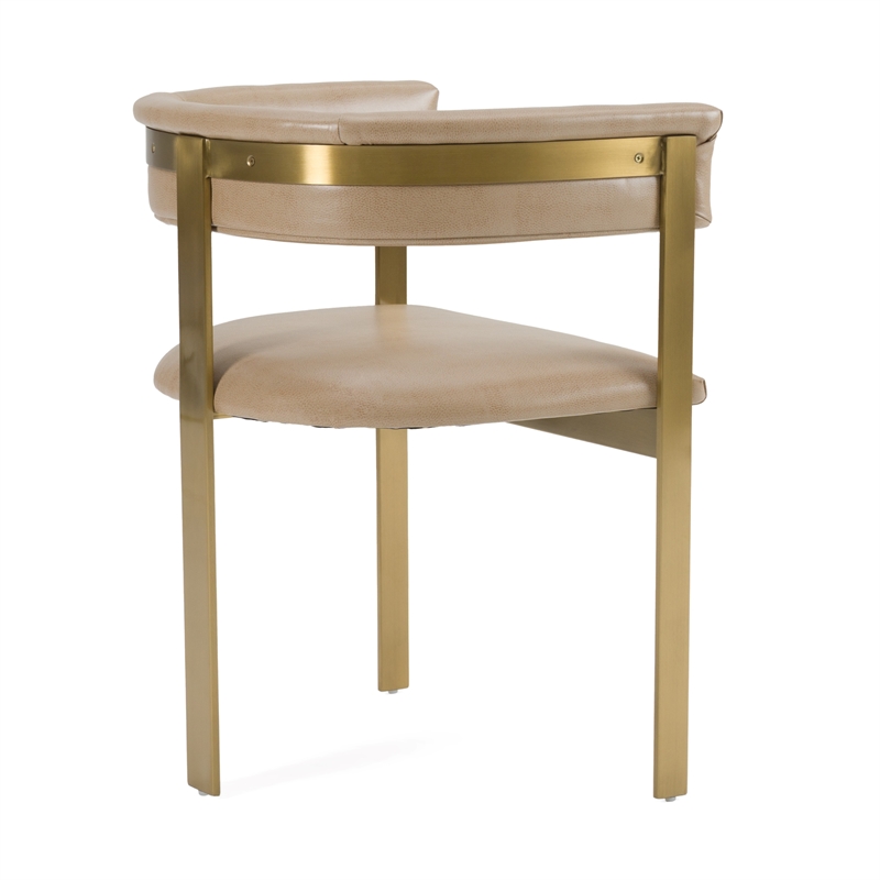 Pemberly Row Modern Brown Faux Leather and Gold Dining Chair