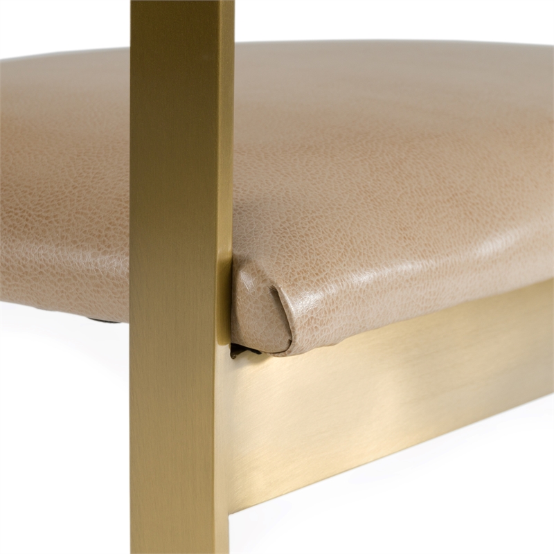 Pemberly Row Modern Brown Faux Leather and Gold Dining Chair
