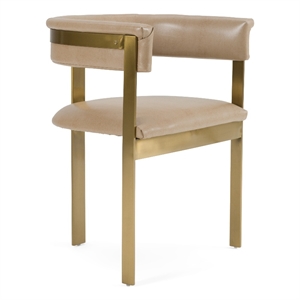 Pemberly Row Modern Brown Faux Leather and Gold Dining Chair