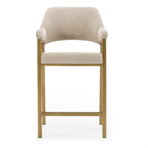 Pemberly Row Modern Beige Fabric and Antique Brass Counter Chair
